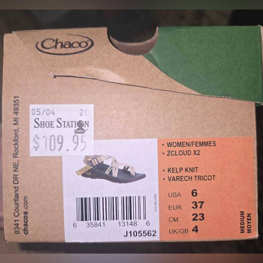 Chaco Women's Zcloud X2 Sandals Kelp Knit Varech Apricot 6 - Picture 5 of 5